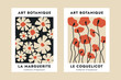 Botanical contemporary poster. Modern minimalist art print with spring flowers, vintage decoration. Modern vector set