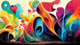 Fototapeta Fototapety dla młodzieży do pokoju - Colorful graffiti on urban wall as street art concept illustration
