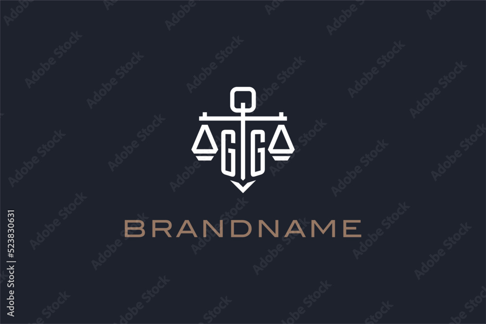 Initials GG logo for law firm with shield and scales of justice modern ...