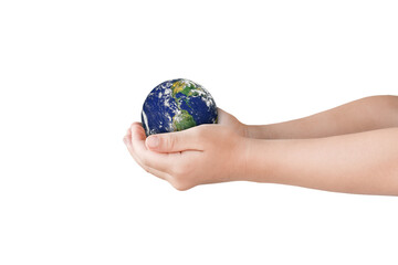 Canvas Print - earth, globe in hand on transparent background - png format. elements of this image furnished by nas