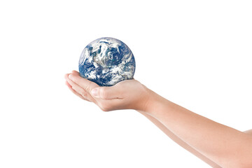 Canvas Print - earth, globe in hand on transparent background - png format. elements of this image furnished by nas