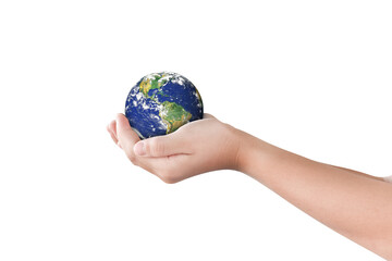 Canvas Print - earth, globe in hand on transparent background - png format. elements of this image furnished by nas