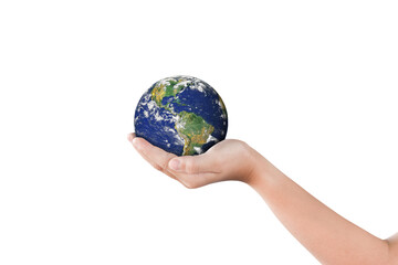 earth, globe in hand on transparent background - png format. elements of this image furnished by nas