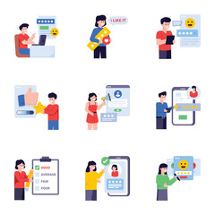 Canvas Print - Collection of Customer Feedback Flat Illustrations 
