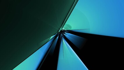 Canvas Print - Abstract technology modern futuristic fractal background in blue and green color. Zoom effect animation, 3D rendering