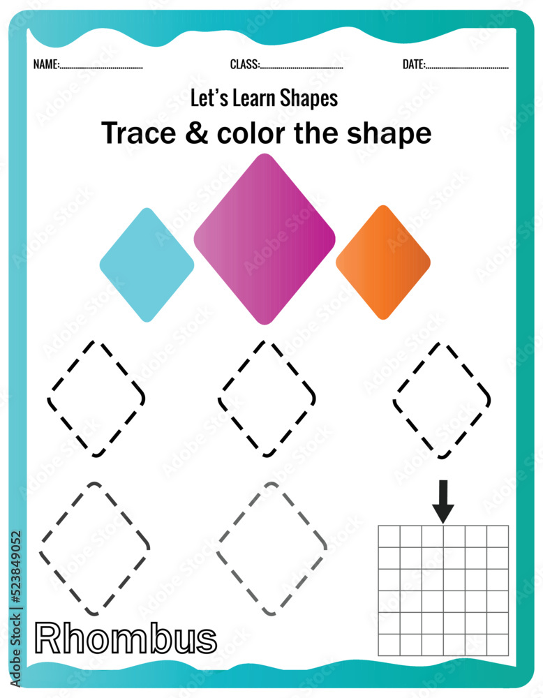 Learn shapes,Preschool or kindergarten worksheet for practicing motor ...