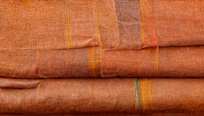 Canvas Print - 3D Render close up shot of indian fabric with colorful pattern. Abstract background.