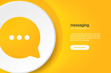 Fototapete - 3d isolated vector elements. Minimal modern message, chat, speak, dialog, chatting icon emblem symbol banner concept. 3d yellow messaging chatting icon. Mobile app icons. Device UI UX mockup.