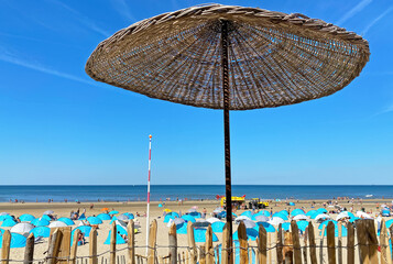 zandvoort, netherlands - august 12. 2022: beautiful dutch north sea coast landscape, relaxing sand b