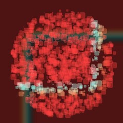 Wall Mural - abstract geometric sphere of many square glittering in space explosion of confetti rounded square