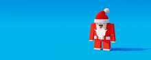 Santa Claus Funny 3d Character With Red Nose. Christmas Holidays Concept On Blue Background 3d Render 3d Illustration