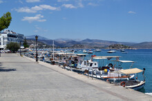 Fishing Boats In Tolo, A Small Seaside Village In Greece On The Peloponnese Peninsula.