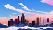 Los Angeles skyline, Orange lit up city from a sunset