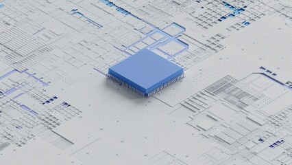 Wall Mural - Central Computer Processors CPU concept. 3d rendering,conceptual image.3d background