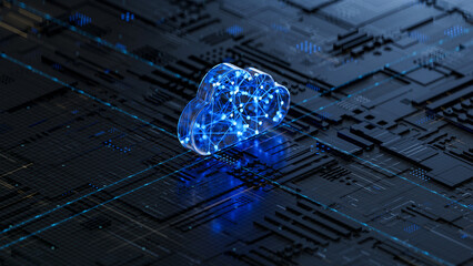 Cloud computing and network security concept, 3d rendering,conceptual image.