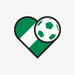 Logo sticker love Nigeria national football team. Souvenir print vector illustration