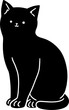 cute black cat cartoon hand draw.