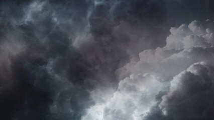 Wall Mural - dark clouds and lightning strikes in the dark sky