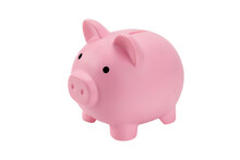 Pink Piggy Bank Isolated On White Background With Clipping Path.