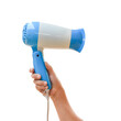 Child hand holding Hair dryer isolated on transparent background - PNG format.