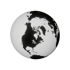 Wall Mural - 3d rendering, planet earth globe, isolated on transparent background - png format.