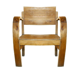 wood chair with backrest isolated on transparent backgrounf png file