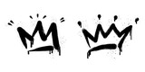 Fototapeta Młodzieżowe - collection of Spray painted graffiti crown sign in black over white. Crown drip symbol. isolated on white background. vector illustration