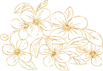 Naklejka na meble Gold flower hand drawn illustration