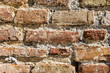 Brickwork from the 11th century in Albania as a background. Ancient brick wall. Grunge brick wall background. Background of old vintage brick wall.