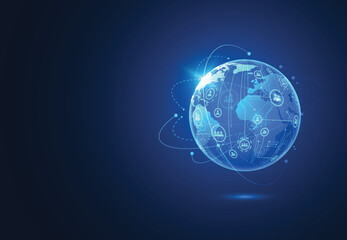 Wall Mural - global network connection. world map point and line composition concept of global business. vector i