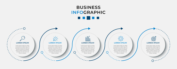 Wall Mural - Vector Infographic design business template with icons and 5 options or steps. Can be used for process diagram, presentations, workflow layout, banner, flow chart, info graph