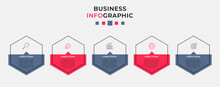 Vector Infographic Design Business Template With Icons And 5 Options Or Steps. Can Be Used For Process Diagram, Presentations, Workflow Layout, Banner, Flow Chart, Info Graph