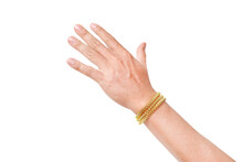 Hand And Gold Bracelet Isolated On White Background With Clipping Path Included
