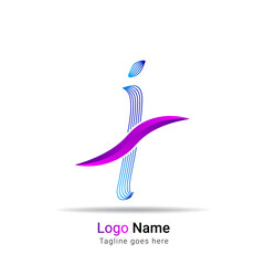 Wall Mural - I letter logo in colorful line stroke minimal design for personal and corporate identity. Letter I abstract line vector logotype