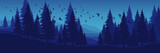 Fototapeta Las - forest landscape silhouette flat design vector illustration good for wallpaper, background, banner, backdrop, web, travel, tourism, and template