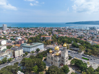 Wall Mural - Aerial view of The Cathedral of the Assumption in Varna