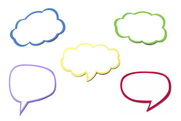 Wall Mural - multicolor set of different speech bubble as a cloud isolated on white background. empty colorful ma
