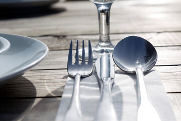 Proper Table Setting in a Garden Ready For Lunch