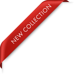red tag, red label,red banner for promotion sale with new collection text.