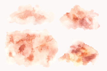 Pink, red, beige and yellow watercolor abstract background, form, design element. Colorful hand painted texture, wash.