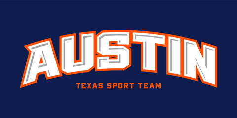 Wall Mural - T-shirt stamp logo, Texas Sport wear lettering Austin tee print, athletic apparel design shirt graphic print