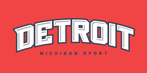 Wall Mural - T-shirt stamp logo, Michigan Sport wear lettering Detroit tee print, athletic apparel design shirt graphic print