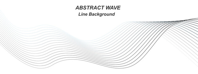 Wall Mural - Abstract wavy gray stream element for design on a white background isolated. It used for Web, Desktop background, Wallpaper, Business banner, poster. Wave with lines created using blend tool.