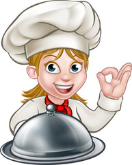 Canvas Print - Chef Woman Cartoon Character Mascot