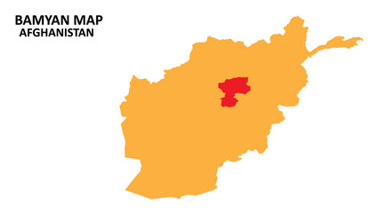 Poster - Bamyan State and regions map highlighted on Afghanistan map.