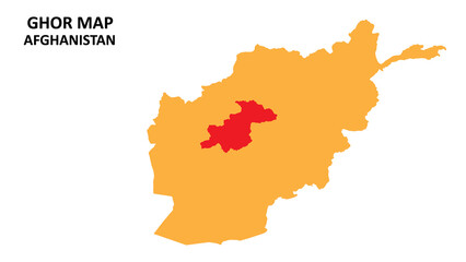 Poster - Ghor State and regions map highlighted on Afghanistan map.