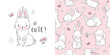 Cute bunny pattern and kids print. Vector seamless texture for childish bedding, fabric, wallpaper, wrapping paper, textile, t-shirt
