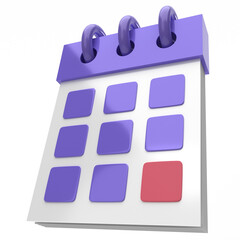 3d calendar icon, for UI, poster, banner, social media post. 3D rendering