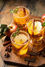 Apple Cider Margarita With Brown Sugar Rim And Cinnamon Stick