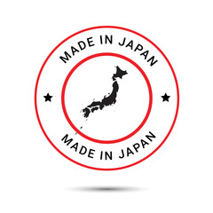 Made in Japan vector logo. Japan flag icon and trusts badges